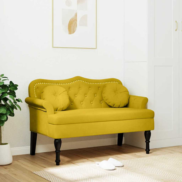 Gelbe Samt Sitzbank mit Kissen 120,5 cm