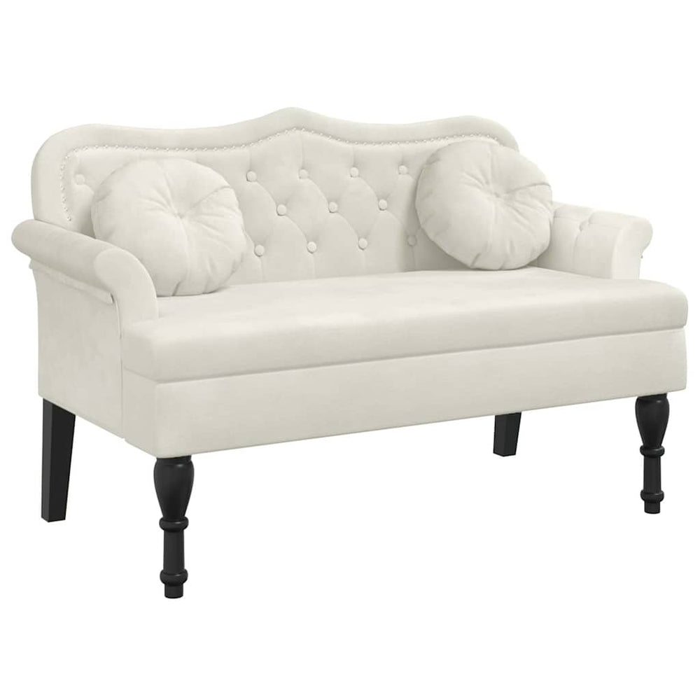 Creme Samt Sitzbank mit Kissen 120cm