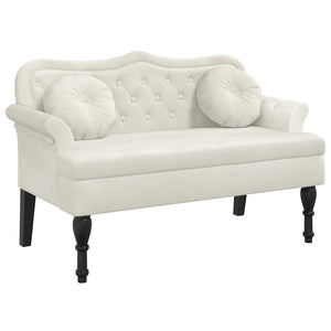 Creme Samt Sitzbank mit Kissen 120cm