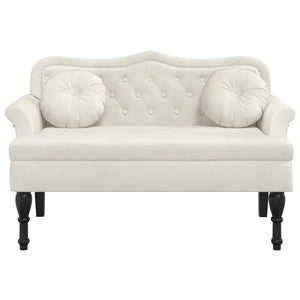 Creme Samt Sitzbank mit Kissen 120cm