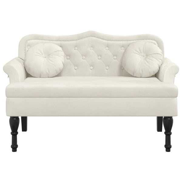 Creme Samt Sitzbank mit Kissen 120cm