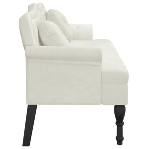 Creme Samt Sitzbank mit Kissen 120cm