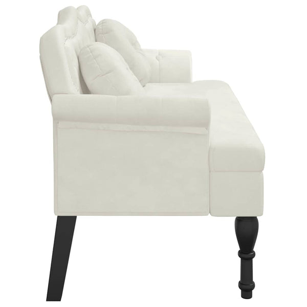 Creme Samt Sitzbank mit Kissen 120cm