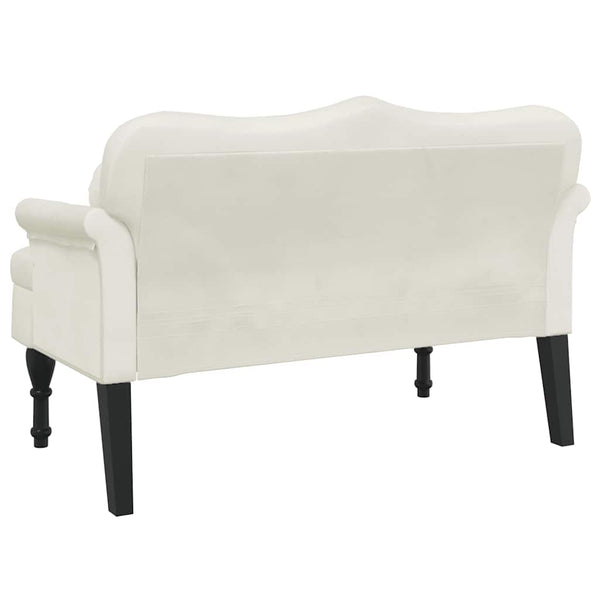 Creme Samt Sitzbank mit Kissen 120cm