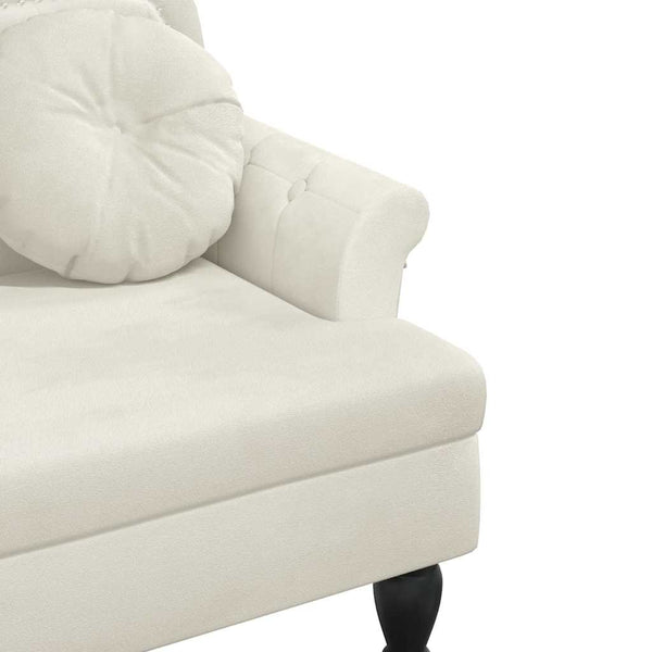 Creme Samt Sitzbank mit Kissen 120cm