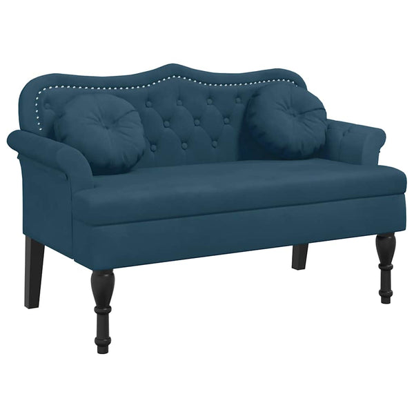Blaue Samt Sitzbank mit Kissen 120,5 cm