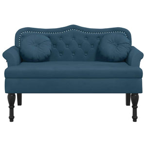 Blaue Samt Sitzbank mit Kissen 120,5 cm