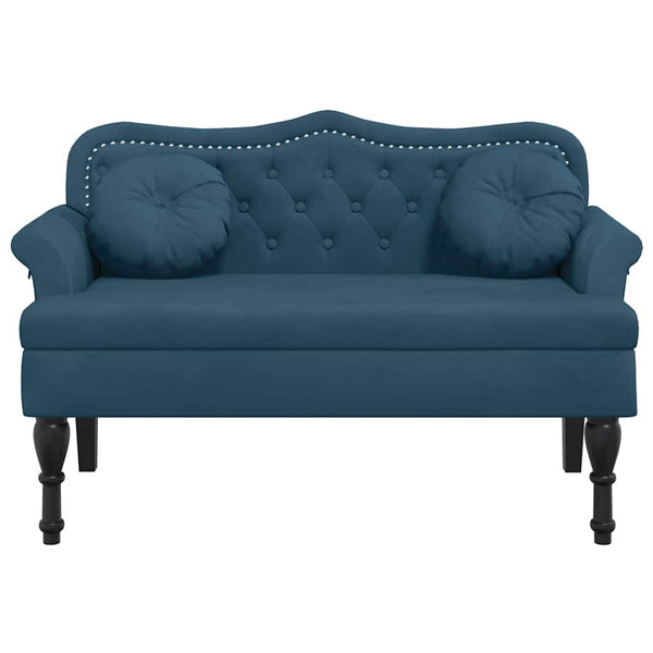 Blaue Samt Sitzbank mit Kissen 120,5 cm