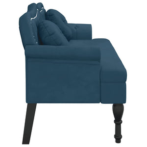Blaue Samt Sitzbank mit Kissen 120,5 cm