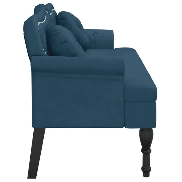 Blaue Samt Sitzbank mit Kissen 120,5 cm