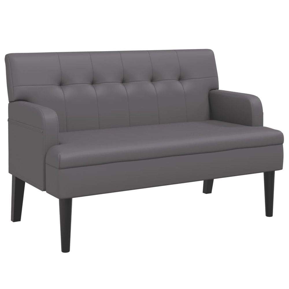 Sitzbank Grau mit Rückenlehne Kunstleder 112 cm