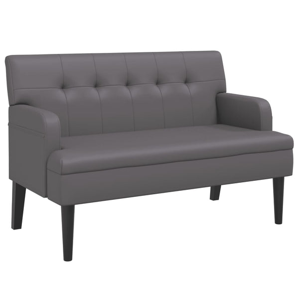 Sitzbank Grau mit Rückenlehne Kunstleder 112 cm