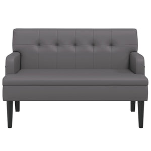 Sitzbank Grau mit Rückenlehne Kunstleder 112 cm