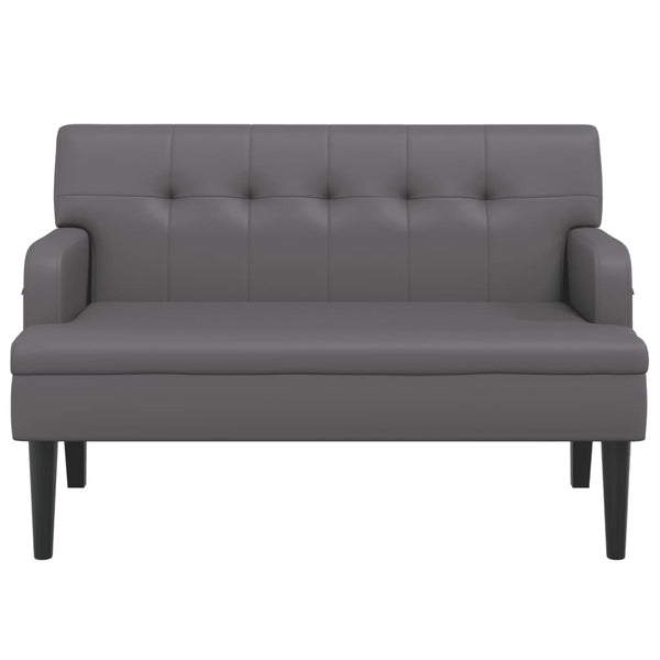 Sitzbank Grau mit Rückenlehne Kunstleder 112 cm