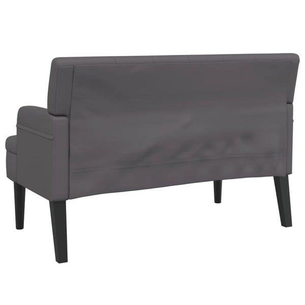 Sitzbank Grau mit Rückenlehne Kunstleder 112 cm