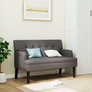 Sitzbank Grau mit Rückenlehne Kunstleder 112 cm