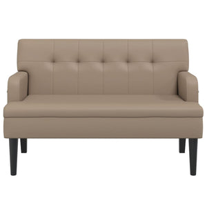 Sitzbank Cappuccino Kunstleder mit Rückenlehne 112 cm