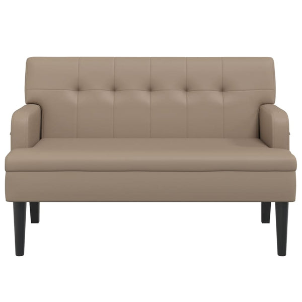 Sitzbank Cappuccino Kunstleder mit Rückenlehne 112 cm