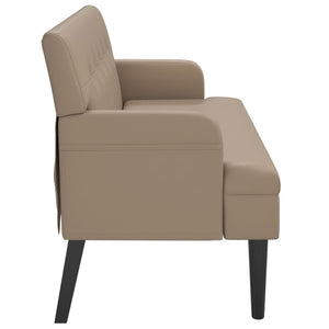 Sitzbank Cappuccino Kunstleder mit Rückenlehne 112 cm