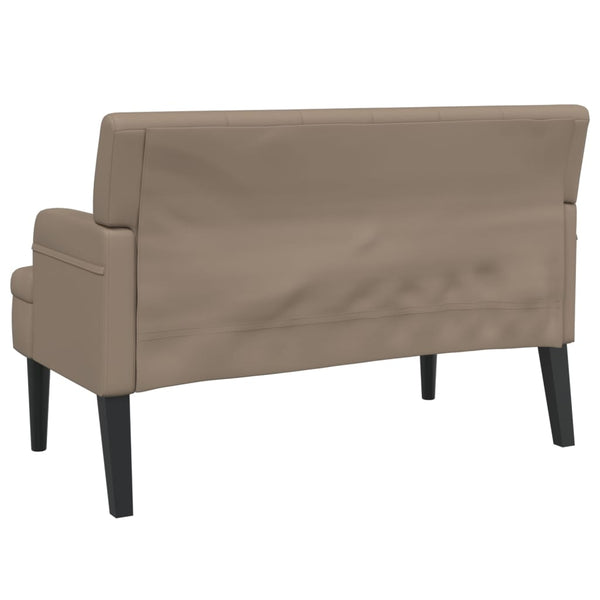 Sitzbank Cappuccino Kunstleder mit Rückenlehne 112 cm