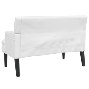 Weiße Sitzbank mit Rückenlehne, Kunstleder