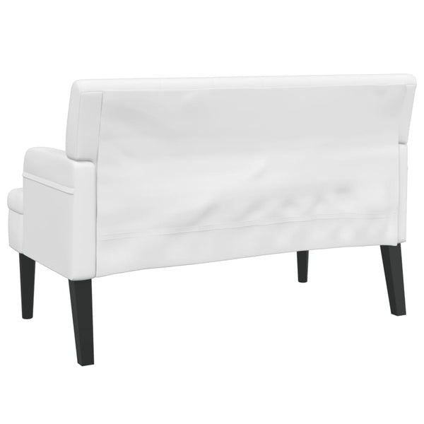 Weiße Sitzbank mit Rückenlehne, Kunstleder
