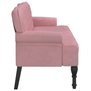 Rosa Samt Sitzbank mit Rückenlehne