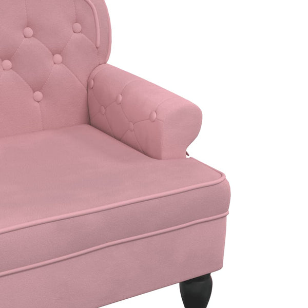 Rosa Samt Sitzbank mit Rückenlehne