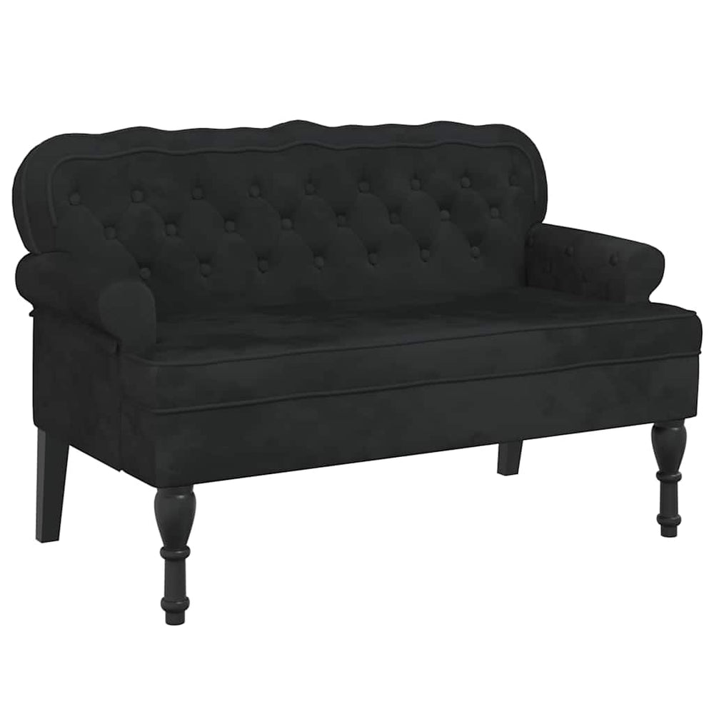 Schwarze Samtbank mit Rückenlehne