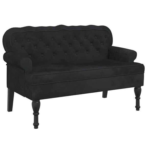 Schwarze Samtbank mit Rückenlehne