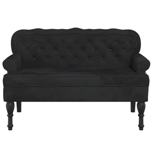 Schwarze Samtbank mit Rückenlehne