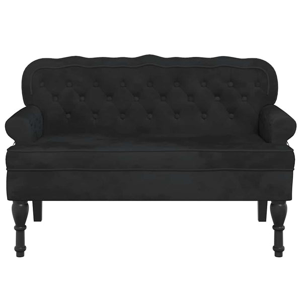 Schwarze Samtbank mit Rückenlehne