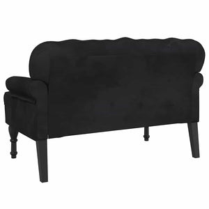 Schwarze Samtbank mit Rückenlehne