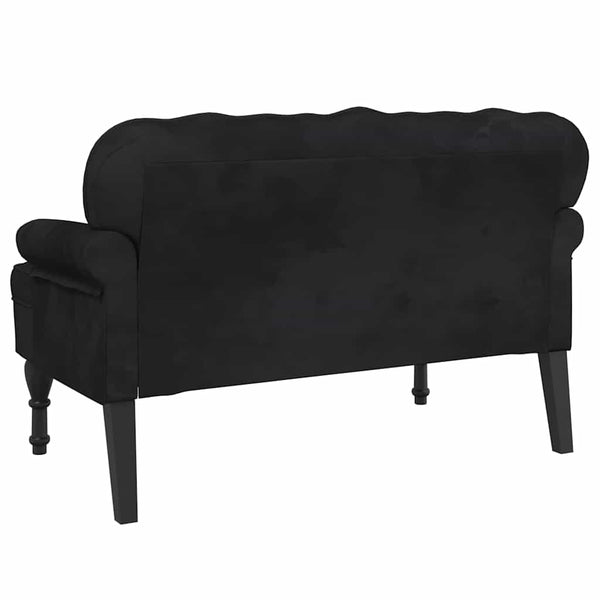 Schwarze Samtbank mit Rückenlehne