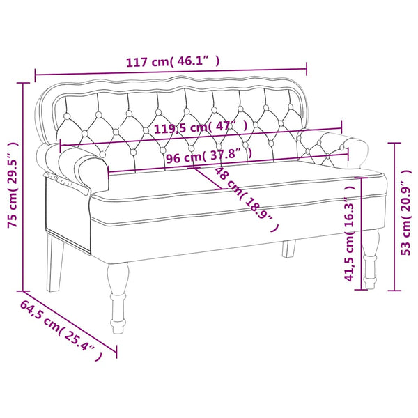 Schwarze Samtbank mit Rückenlehne