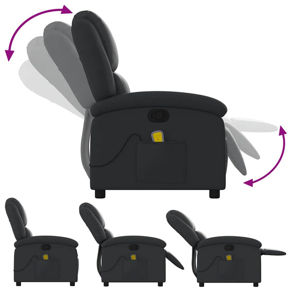 Massagesessel Echtleder Schwarz