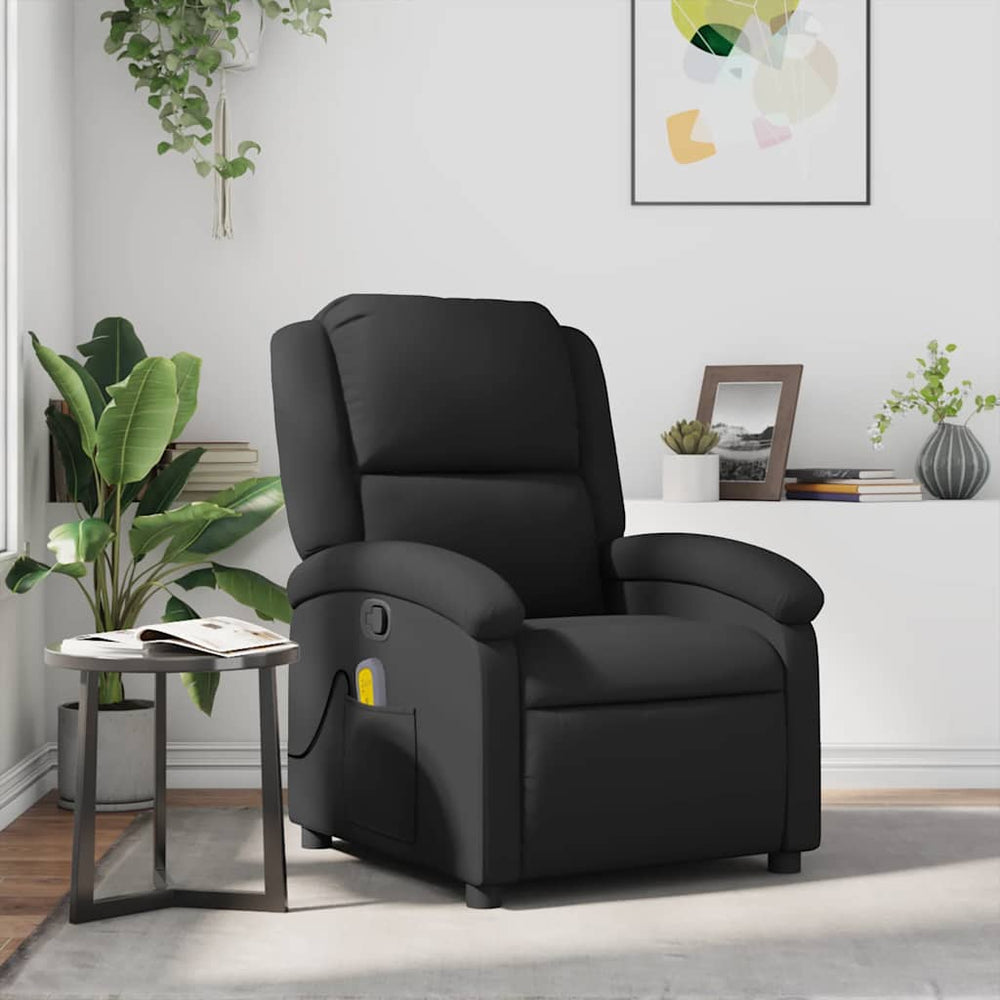 Massagesessel Echtleder Schwarz