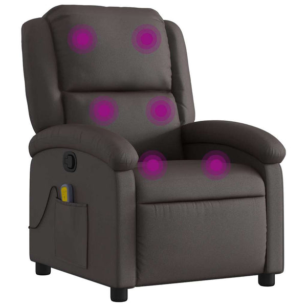 vidaXL Massage Chair Dark Brown Genuine Leather