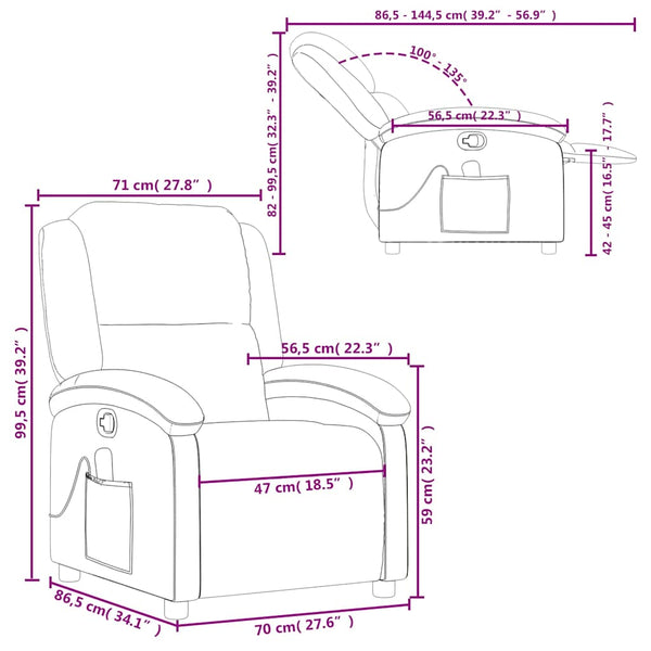vidaXL Massage Chair Dark Brown Genuine Leather