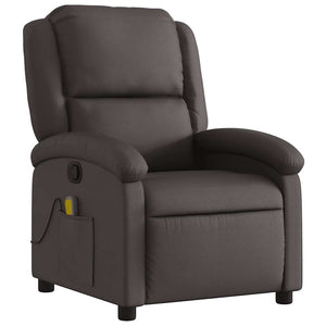 vidaXL Massage Chair Dark Brown Genuine Leather