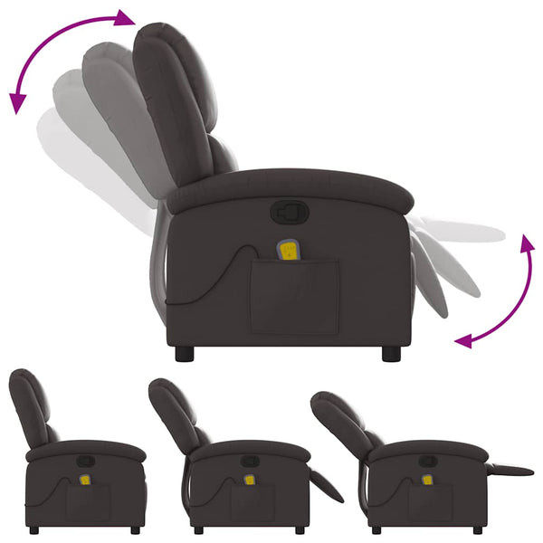 vidaXL Massage Chair Dark Brown Genuine Leather