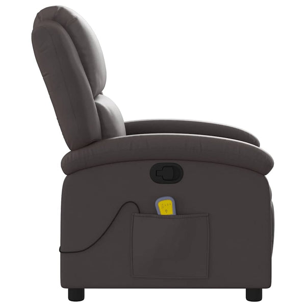 vidaXL Massage Chair Dark Brown Genuine Leather
