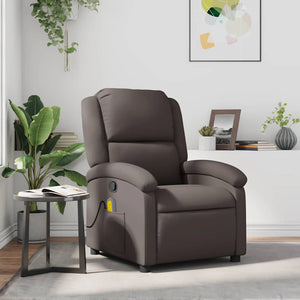 vidaXL Massage Chair Dark Brown Genuine Leather