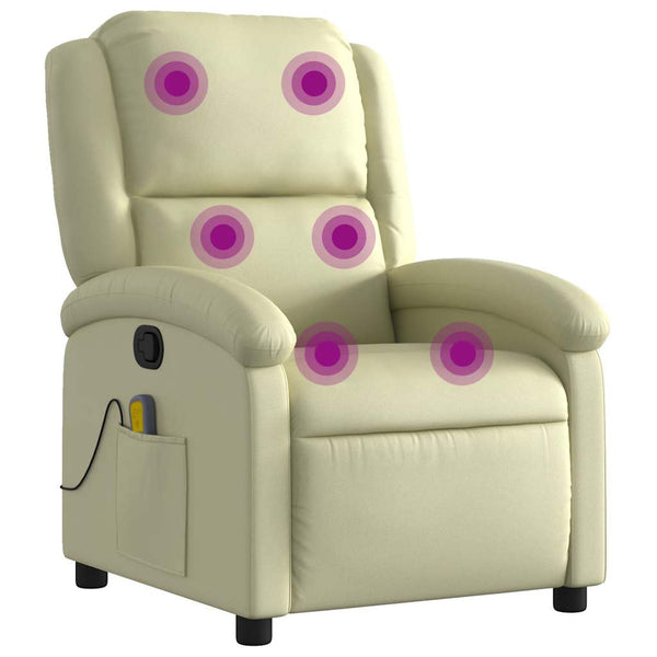 Massagesessel Creme Echtleder Relaxsessel