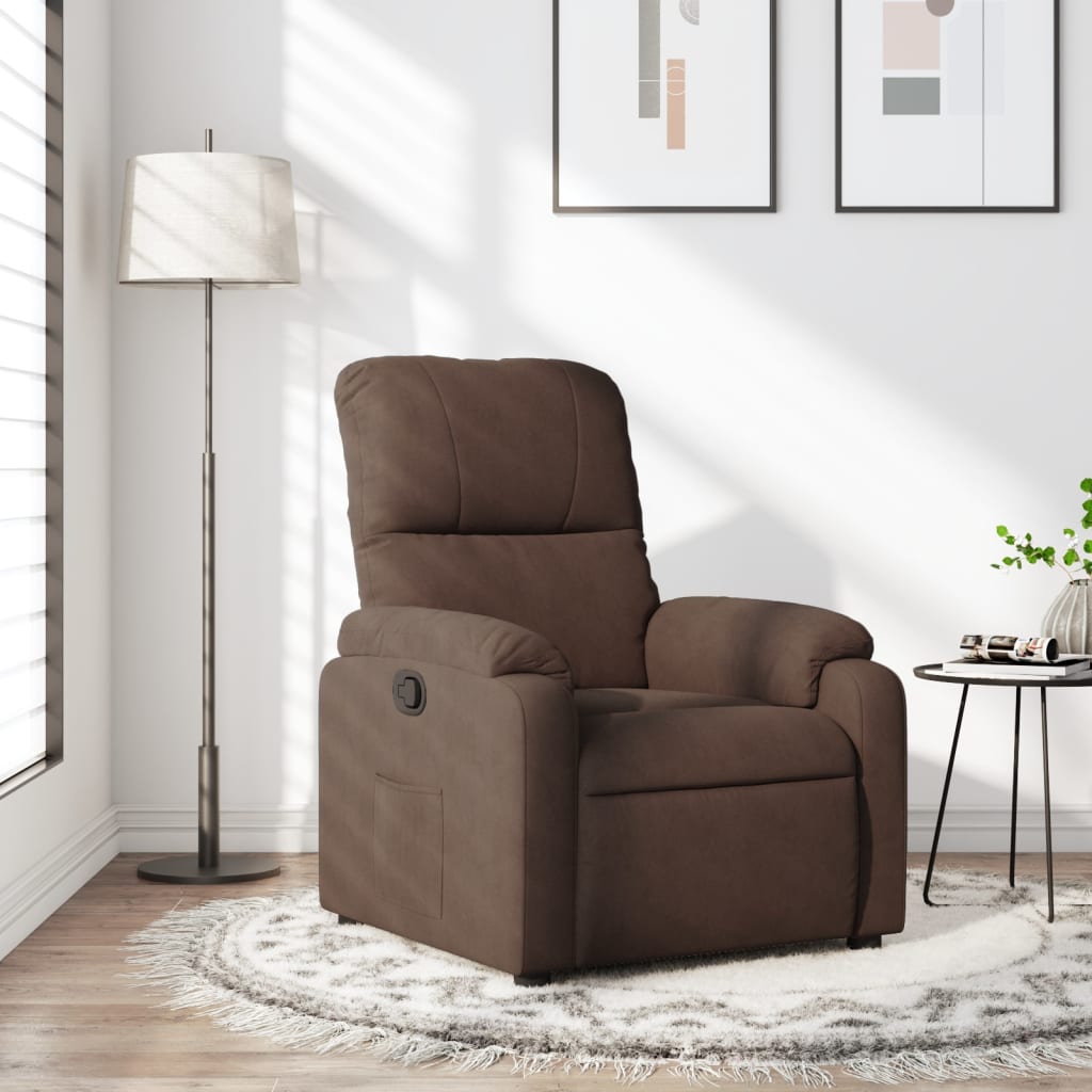 vidaXL Fauteuil relax marron en tissu microfibre