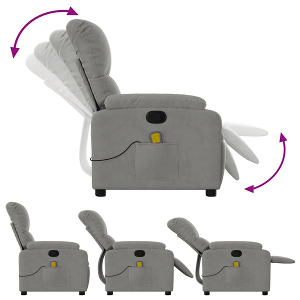 Massagesessel Hellgrau Mikrofaser