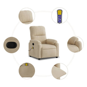 Massagesessel Creme Mikrofaser Relaxsessel