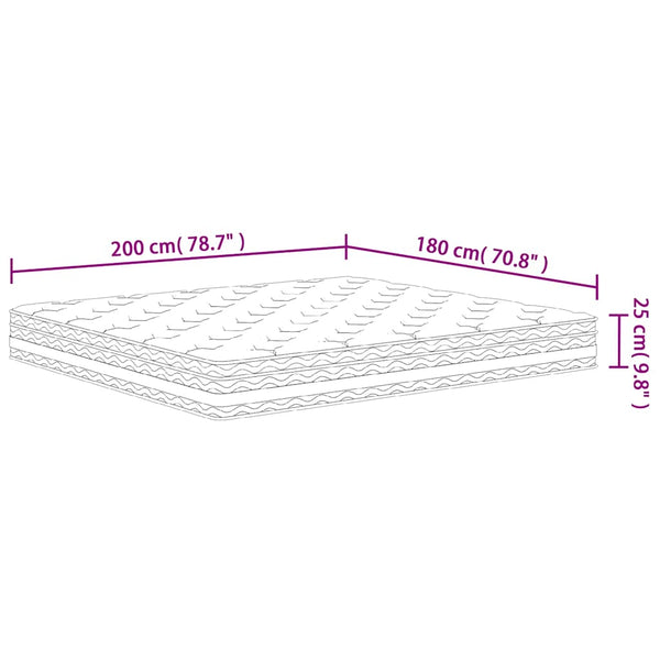 vidaXL Matelas à ressorts ensachés fermeté moyenne 180x200 cm