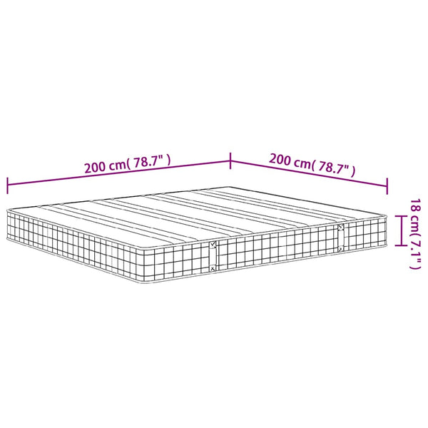 vidaXL Matelas à ressorts Bonnell fermeté moyenne 200x200 cm