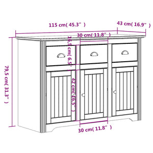 Highboard BODO Weiß Kiefer Massivholz 200cm